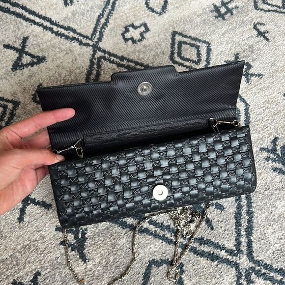 Vintage rectangular purse black tie straw going out bag - Picture 3 of 4